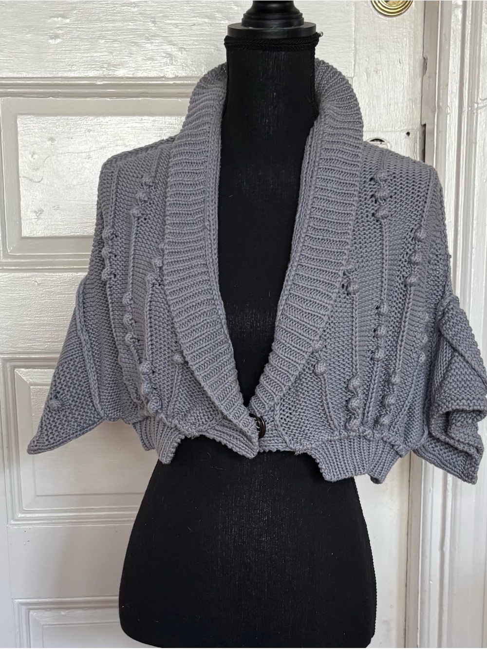 Blue Shawl Collar Knit Sweater Shrug- Stella McCartney